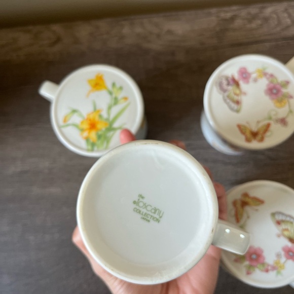 Toscany Collection Japan Butterfly & Floral Vintage Cup with lid Set of 4 - Picture 10 of 11